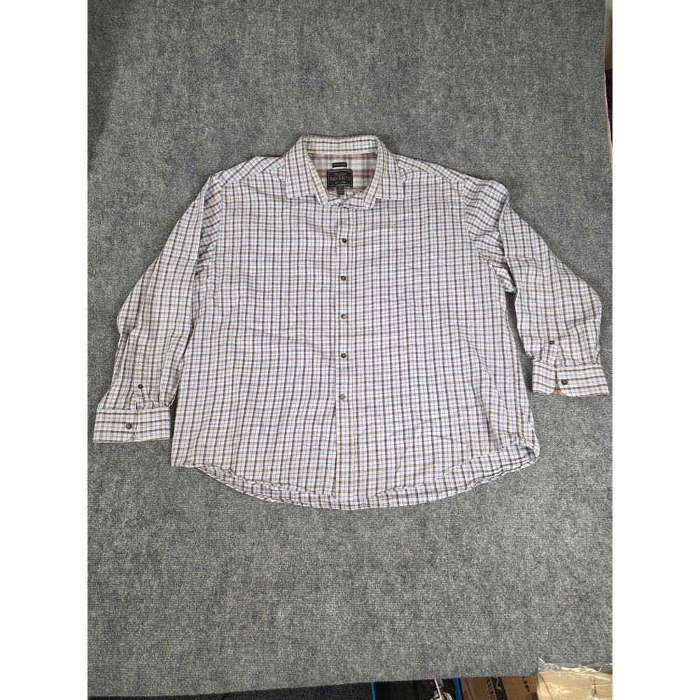 Jos A Bank Reserve Mens 2X Plaid Button Down Shirt Cotton Cashmere Blue Brown